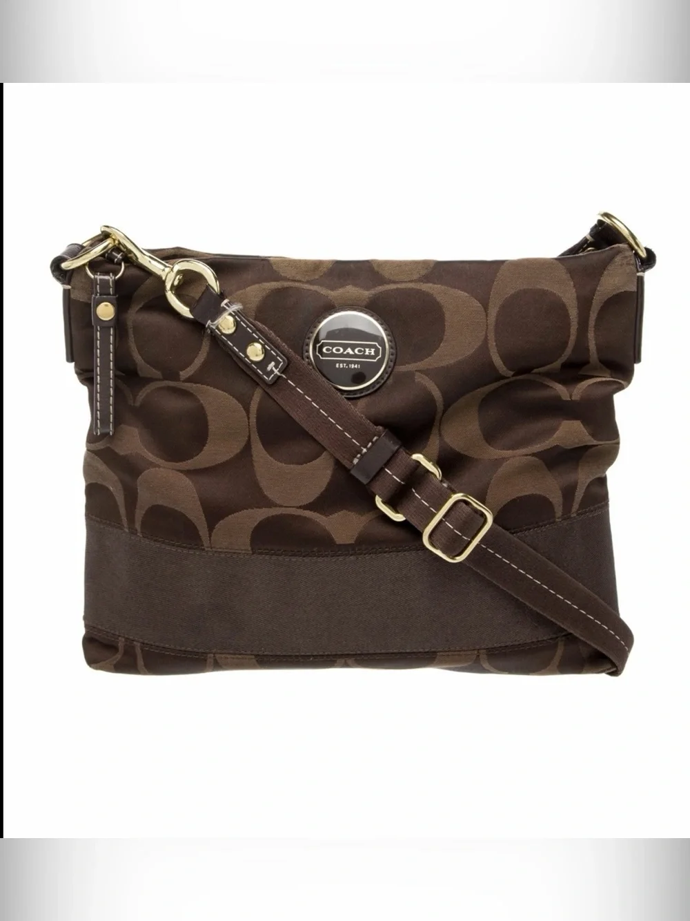 Coach Signature C Vintage Crossbody  1941 Shoulder Bag Brown Canvas